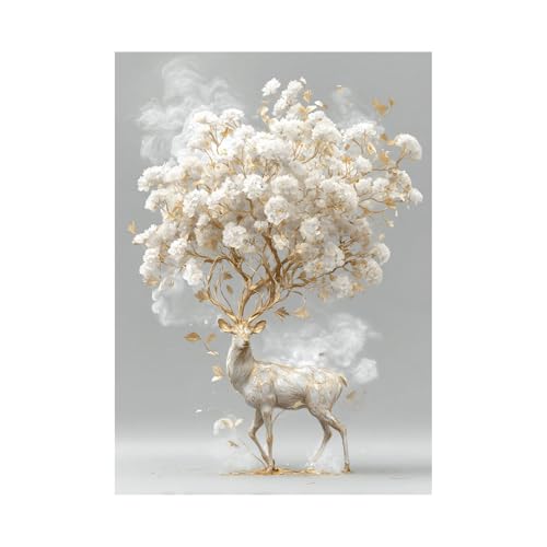 TODOAA Baum Des Lebens Wanddeko Wohnzimmer Abstraktes Tierbaum-Kunstwerk Bild Poster & Kunstdrucke -Abstrakte Leinwand Gemälde Bilder Moderne Wand Poster (weiß)-50x70cm Ungerahmt von TODOAA