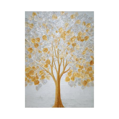 TODOAA Baum Des Lebens Wanddeko Wohnzimmer Einfaches Baumkunstwerk Bild Poster & Kunstdrucke -Abstrakte Leinwand Gemälde Bilder Moderne Wand Poster (Golden)-20x30cm Ungerahmt von TODOAA