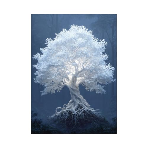 TODOAA Baum Des Lebens Wanddeko Wohnzimmer Wunderschönes Baumkunstwerk Bild Poster & Kunstdrucke -Abstrakte Leinwand Gemälde Bilder Moderne Wand Poster (weiß)-40x60cm Ungerahmt von TODOAA