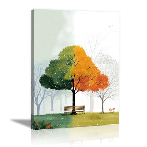 TODOAA Baum des Lebens Leinwand-Malerei Natur Abstraktes Baumkunstwerk Bild auf Leinwand Vlies Wandbild Kunstdruck -Wanddeko Wand Wohnzimmer Dekorationen(Orange)-30x40cm Gerahmt von TODOAA