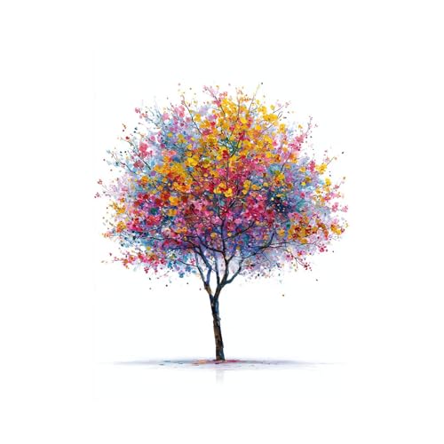 TODOAA Bilder Baum Abstrakt Leinwandbilder Graffiti Natur Baum Wandbild Bild auf Leinwand Vlies Wandbild Kunstdruck -Wanddeko Wand Wohnzimmer Dekorationen(Gelb)-50x70cm Ungerahmt von TODOAA