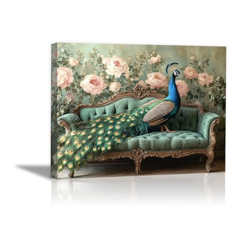 TODOAA Bilder Deko WC Wandbild Abstrakte Tiere Und Blumen Bad Toilette Kunstdruck Bild auf Wanddeko - lustige Wandbilder Leinwand Poster Aesthetic Room Decor(grün)-80x120cm Gerahmt von TODOAA