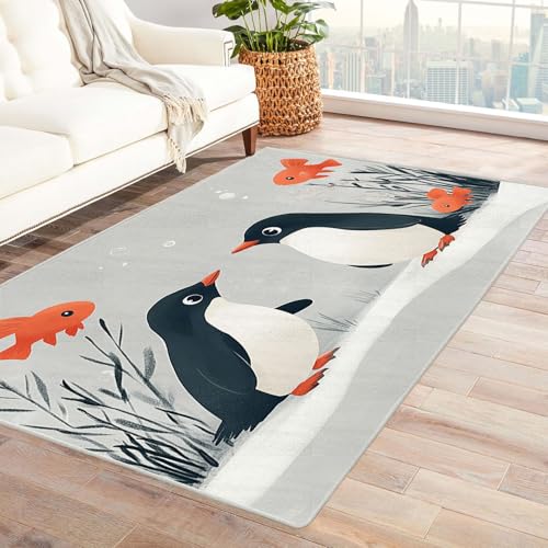 TODOAA Kinderzimmer Teppich Cartoon-Kurzflor Niedliche Tiermuster Waschbarer modernes Design, für Outdoor Balkon, Terrasse, Garten, Küche Weich Esszimmer Teppiche(grau)-180x240cm von TODOAA