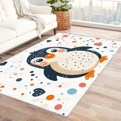 TODOAA Kinderzimmer Teppich Cartoon-Kurzflor niedliches Tiermädchen Schlafzimmer Waschbarer modernes Design, für Outdoor Balkon, Terrasse, Garten, Küche Weich Esszimmer Teppiche(rot)-210x300cm von TODOAA