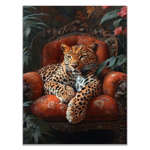 TODOAA Tiere Wandbilder Schlafzimmer Home Deko, Moderne Leopard Bilder Wohnung Bild - Wohnzimmer Fotoleinwand Wand Bilder - Leinwand Wall Decor Street art - 20x30cm Ungerahmt(Orange) von TODOAA