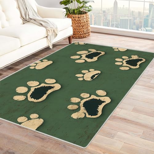 TODOAA Vintage Teppich Jungen Mädchen Zimmer Muster Wohnzimmer Schlafzimmer Waschbarer Teppiche,Boho-Style, Esszimmer Kurzflor Outdoor Flauschiger rutschfest Teppiche(grün)-240x300cm von TODOAA
