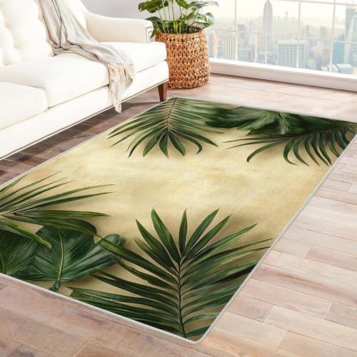 TODOAA Vintage Teppich Vintage Beige Teppichmuster Wohnzimmer Schlafzimmer Waschbarer Teppiche,Boho-Style, Esszimmer Kurzflor Outdoor Flauschiger rutschfest Teppiche(Grün 46)-150x210cm von TODOAA