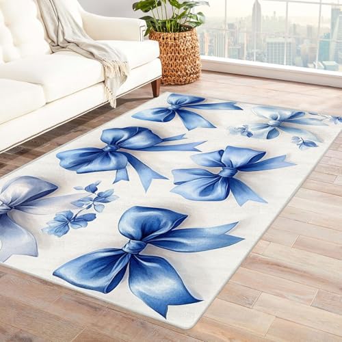 TODOAA Waschbarer Cartoon-Teppich Wohnzimmer Mädchenzimmer weicher Teppich Groß Orientalischer, Vintage Kurzflor,für Schlafzimmer rutschfest Boho In & Outdoor Teppiche(blau)-180x270cm von TODOAA
