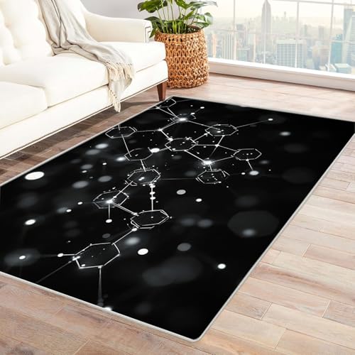 TODOAA Wohnzimmer Kurzflor Abstrakt Teppiche Einfaches abstraktes Muster für Kinderzimmer,Schlafzimmer, Esszimmer rutschfest Weich Modern Boho In & Outdoor Teppich Groß(schwarz)-150x210cm von TODOAA