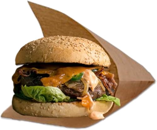 250 fettdichten Kraftpapierbeuteln/Perfekt für Burger, Kebabs, Sandwiches/Taschen öffnen sich auf zwei Seiten/Maße: 15 x 15 cm von TODOKRAFT