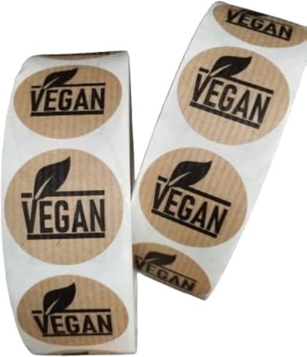 Vegan Etiketten aus Kraftpapier, selbstklebend, 500 Stück von TODOKRAFT