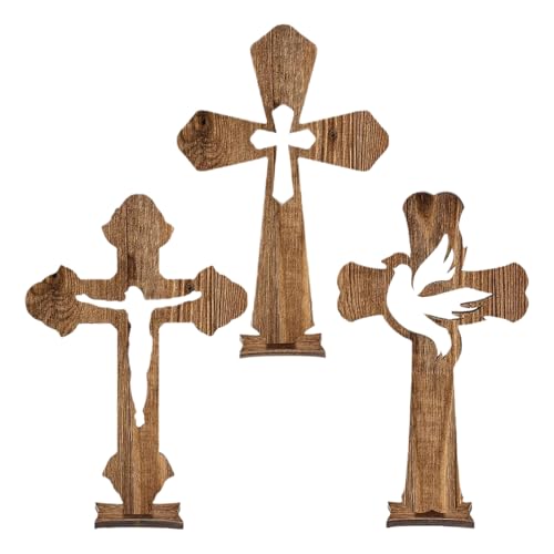 TOEECY 3 pcs Kreuz Ornament Hohl Holz Kreatives Kunsthandwerk Kruzifix Religiöse Kunstdekoration Rustikal und Elegant für Haus Kirche Wohnzimmer Schlafzimmer TOEECY 3 pcs Kreuz Ornament Hohl Holz Kreatives Kunsthandwerk Kruzifix Religiöse Kunstdekoration Rustikal und Elegant für Haus Kirche Wohnzimmer Schlafzimmer von TOEECY