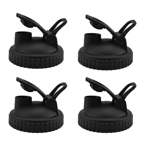 TOEECY Deckel für Einmachgläser 4 Stück Wide Mouth Mason Jar Klappdeckel Auslaufsichere Dichtung Wiederverwendbarer für Marmeladenglas Limonade Normaler Kaffee Gläser (Schwarz*4) von TOEECY