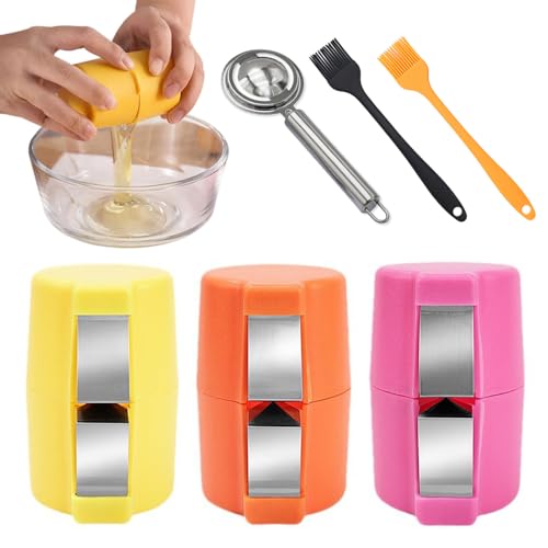 TOEECY Eierschalenöffner 3 Stück Egg Shell Opener Eiweißtrenner und 2 Ölbürsten Eierknacker Werkzeug aus Edelstahl ideal für Küche Backen perfektes Gadget von TOEECY