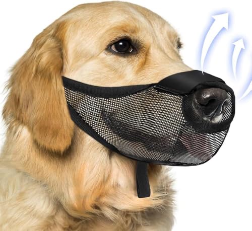 TOEECY Maulkorb für Hunde Hundemaulkorb mit Verstellbarer Schlaufe Atmungsaktiv Undichte Nase Netzmaulkorb Training Verhindert Beißen Kauen Bellen Maulkorb Hunde für Kleine Mittel Große (Schwarz-XL) von TOEECY