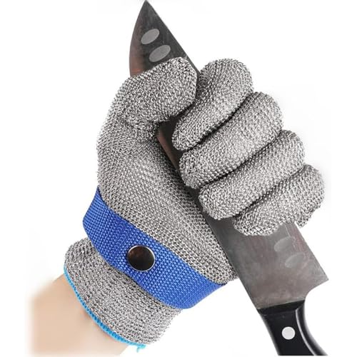 TOEECY Schnittfeste Handschuhe Schnittfeste Handschuhe Küche Level 5 Edelstahl Draht Arbeitshandschuhe für Austern Shucking Fleisch Schneiden und Peeling mit Ininnenhandschuhe(L) von TOEECY