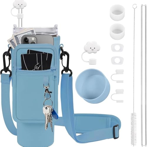 TOEECY Stanley Cup Zubehör 6 Stück Set Enthält Beinhaltet Trinkhalmkappen Auslaufsichere Stopfen Trinkhalme Trinkhalmbürsten Cup Ärmel für 850 ml 1200 ml Becher Cups Nicht Enthalten（Blau） von TOEECY