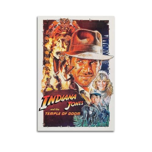 Klassisches Filmposter, Motiv: Indiana Jones und der Tempel des Untergangs (1984), Wandkunst zur Verschönerung Ihres Zimmers, ästhetisches Bild, Leinwanddruck, Geschenk, 60 x 90 cm, ungerahmter Stil von TOEWOE