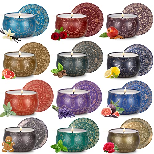 Duftkerzen Geschenkset für Frauen, 12 Stück Duftkerzen Set für Raumduft Sojawachs Kerzen in Dose Kleine Geschenkset für Mama Muttertag Freundin Geburtstag Entspannung Brenndauer bis zu 240 Stunden von TOFU
