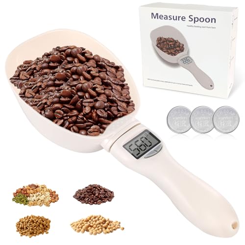 Digitaler Messlöffel, 800g/1g Löffelwaage Digital mit LCD Anzeige und ein Hängeseil Messlöffelwaage Hundefutter Messbecher mit Waage Küchenwaage für Gewürze/Vertrieb von Tierfutter Messschaufel von TOGETDREAM
