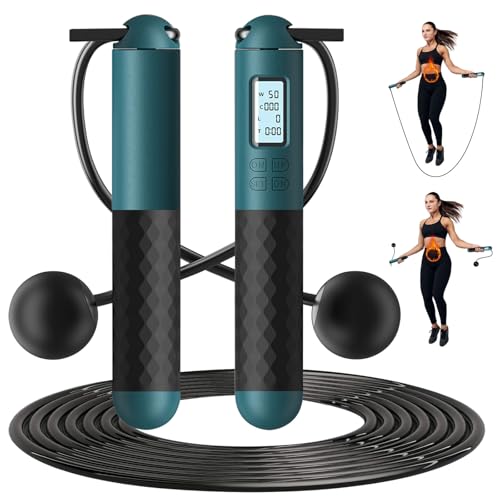 Springseil Erwachsene Springseil mit Zähler Einstellbares Springseil mit Kugellager und rutschfesten Griffen Schnurloses Springseil für Workout/Fitness/Boxen für Männer/Frauen Wasser-Infuser von TOGETDREAM