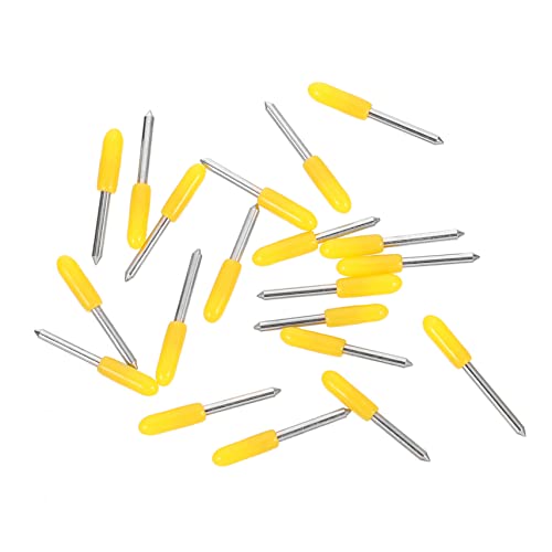 TOGEVAL 20stücke Schneidklingen Wolframstahl Für Computer-schriftzüge Hochpräzise Cutter Für Folien Und Vinylschneider Gelbe Gummihülle Für Materialien Und Präzises Schneiden von TOGEVAL