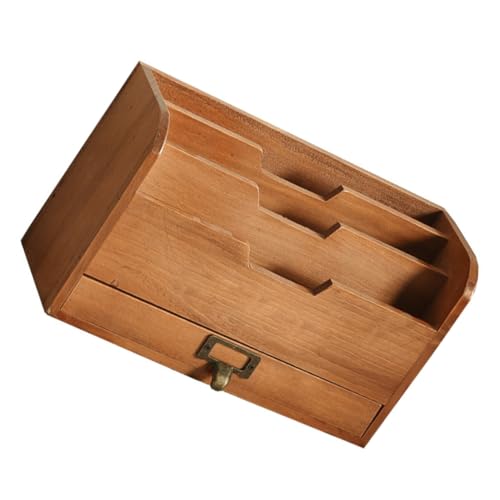 TOGEVAL 1 Stück Holzregal für Schreibtisch Mehrschichtiger Organizer aus Hochwertigem Holz Dekorativer Bücherhalter mit Praktischer für Optimale Aufbewahrung und Organisation von TOGEVAL