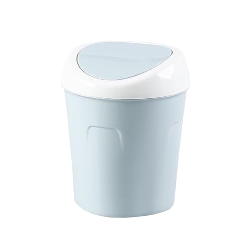 TOGEVAL 1 Stück Mini Tischabfalleimer mit Deckel Kompakte für Zuhause und Schreibtische Blau aus Robustem Platzsparend und Leicht zu Reinigen von TOGEVAL