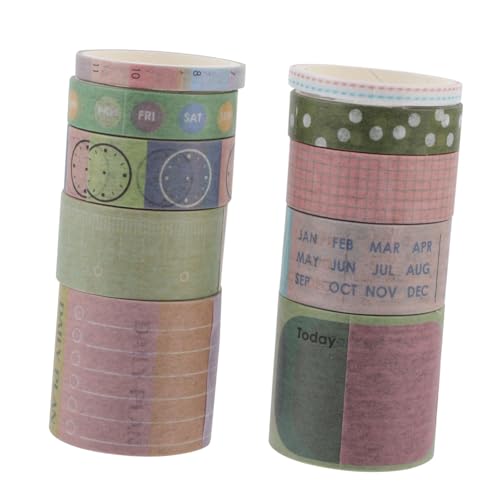 TOGEVAL 10 Rollen DIY Washi Tape Kalender Papierband Beschreibbar Monatsplaner Klebeband für Scrapbooking Tagebuch Dekoration Kreatives Bastelzubehör von TOGEVAL