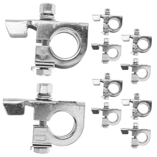 TOGEVAL 10 Stück Batteriespannung Batterieklemmen Klemme für Autobatterien terminal klemmen Batterieanschlüsse Batteriepolschutz Steckverbinder für Anschlussklemmen Eisen Hellgrau von TOGEVAL