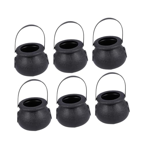TOGEVAL 10 Stück Hexenglas Dekoration Halloween Mini Schlüssel Kessel Behandeln Uv Halloween Cesson Kind Gotisch Gruselig Halter Schwarz von TOGEVAL