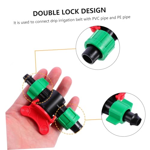 TOGEVAL 10 Stück Teiliges Bewässerungsventil mit Doppelverschluss Grüner Tropfbewässerungsanschluss für Tropfschläuche Sicherer Halt für Garten und Landwirtschaftssysteme von TOGEVAL
