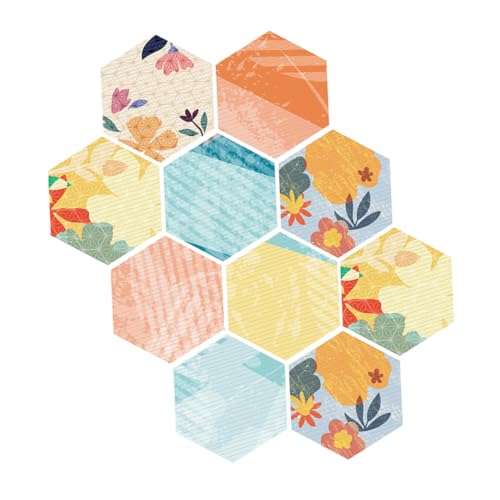 TOGEVAL 10 Stück Teiliges Sechseckiges Bodenfliesen-Aufkleber- Wasserfest rutschfest Selbstklebend Dekorativ für Küche und Badezimmer Langlebig Glatte Oberfläche Einfach Anzubringen von TOGEVAL