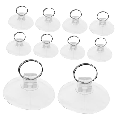TOGEVAL 10 Stück Transparente Saugnäpfe mit Metallringen Starke Wiederverwendbare Saughaken für Fensterdeko Haushaltsorganisation Schadfreie Befestigung von Schlüsseln und Dekoration von TOGEVAL