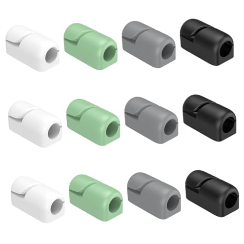 TOGEVAL 12 Stück Selbstklebende Kabelhalter aus Strapazierfähigem Silikon Farbige Kabelclips für Schreibtisch Kabelmanagement Flach Stark Haftend Einfache Installation zur von TOGEVAL