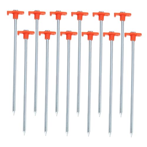 TOGEVAL 16 Stück Teiliges Schwere Zeltheringe aus Stahl Extra Lang und Robust Windfeste Metall-erdnägel für Camping Strand Garten Zelt Markise Vielseitige Outdoor-bodenanker von TOGEVAL