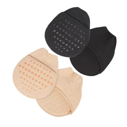 TOGEVAL 2 Paar Toe Topper Halbsocken Damen Nahtlos Unsichtbar Atmungsaktiv mit Rutschfester Silikonsohle Für Hohe Schuhe und Alltagsschuhwerk Schwarz Hautfarben von TOGEVAL