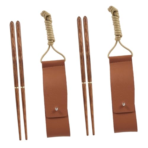 TOGEVAL 2 Paare Faltbare Essstäbchen aus Holz und Rutschfest Abnehmbar Leicht und Tragbar für Outdoor Camping Picknick Bbq und Reisen von TOGEVAL