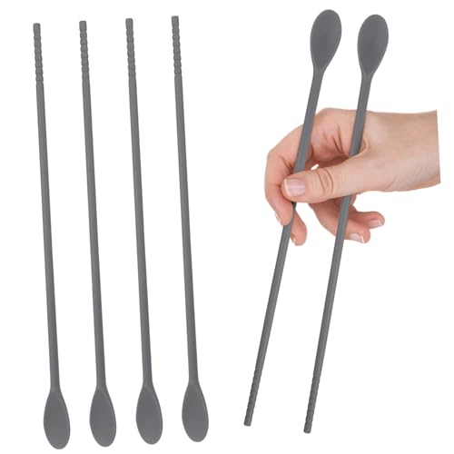 TOGEVAL 2 Paare Multifunktionale Silikon Rührstäbe mit Löffel und Essstäbchen Design Lebensmittelecht Spülmaschinengeeignet Glatte Oberfläche für Desserts Cocktails und Wiederverwendbar TOGEVAL 2 Paare Multifunktionale Silikon Rührstäbe mit Löffel und Essstäbchen Design Lebensmittelecht Spülmaschinengeeignet Glatte Oberfläche für Desserts Cocktails und Wiederverwendbar von TOGEVAL