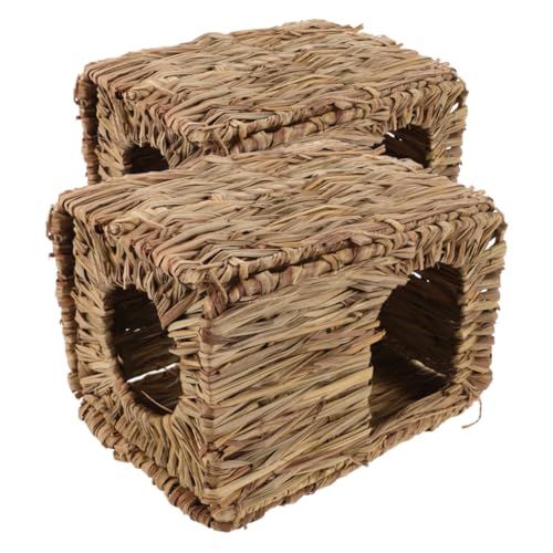 TOGEVAL 2 STÜCK Handgewebtes Grass Häuser für Meerschweinchen und Kaninchen Faltbare Nagerhütte Robustes Kleintierversteck für Drinnen und Draußen Gemütliches Rückzugsnest für Hamster und TOGEVAL 2 STÜCK Handgewebtes Grass Häuser für Meerschweinchen und Kaninchen Faltbare Nagerhütte Robustes Kleintierversteck für Drinnen und Draußen Gemütliches Rückzugsnest für Hamster und von TOGEVAL