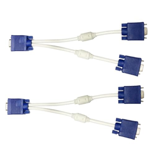 TOGEVAL 2 STÜCK Vga Splitter Kabel Vga Video Adapter Dual Female für Monitor Tv Adapter Stabile Datenübertragung Dickes Kabel mit Magnetring Einfache Installation von TOGEVAL