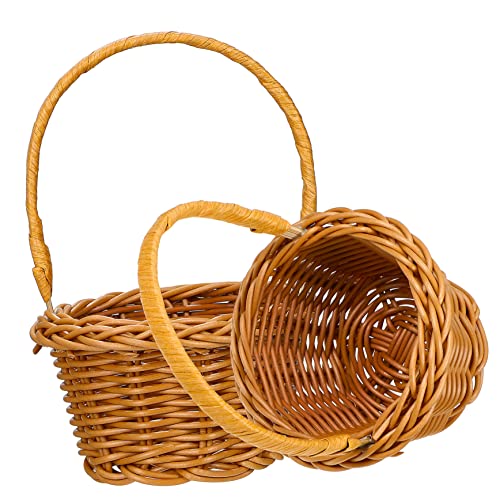 TOGEVAL 2stücke Geflochtene Aufbewahrungsboxen Aus Kunstfaserrattan Mini-blumenkörbe Körbe Für Heimdekoration Robust Leicht Mit Langen Griffen Für Einfachen Transport Geeignet Für von TOGEVAL