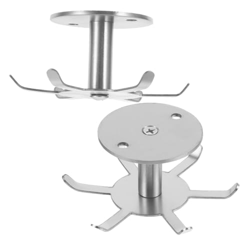 TOGEVAL 2 Stück Drehbare Küchenhaken aus Robustem Edelstahl Rotierender Utensilienhalter mit Sechs Greifarmen Platzsparend für Küche und Bad Einfache Montage ohne Bohren von TOGEVAL