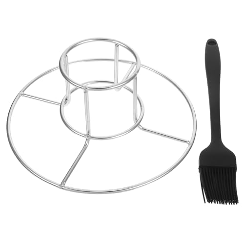 TOGEVAL 2 Stück Edelstahl BBQ Chicken Rack Teilig mit Praktischem Silikonölpinsel Faltbarer Hähnchenhalter für Brathähnchen Truthahn und Mittelgroße Gänse Langlebig und Sicher für Grill von TOGEVAL