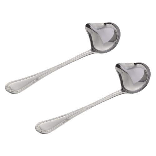 TOGEVAL 2 Stück Edelstahl Soßenlöffel Ergonomischem Griff Multifunktionale Suppenlöffel aus Rostfreiem Stahl Praktische Küchenhelfer für Servieren und Kochen von TOGEVAL