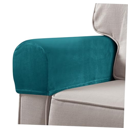 TOGEVAL 2 Stück Elastischer Sofa Armlehnenbezug Set Einfarbiger Armlehnenprotektor aus Hautfreundlichem Material für Zuhause Büro und Geschäfte Elegantem Blau von TOGEVAL