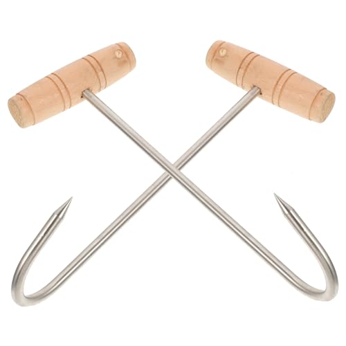 TOGEVAL 2 Stück Förmiger Fleischhaken aus Edelstahl mit Holzgriff Teiliges Robust und Langlebig zum Aufhängen von Schweinefleisch Geflügel Braten Geeignet für Metzgerei Grillen und TOGEVAL 2 Stück Förmiger Fleischhaken aus Edelstahl mit Holzgriff Teiliges Robust und Langlebig zum Aufhängen von Schweinefleisch Geflügel Braten Geeignet für Metzgerei Grillen und von TOGEVAL