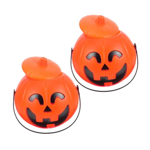 TOGEVAL 2 Stück Halloween-Kürbis-Eimer Süßigkeiten Eimer für kleiner Süßes oder pp Orange von TOGEVAL
