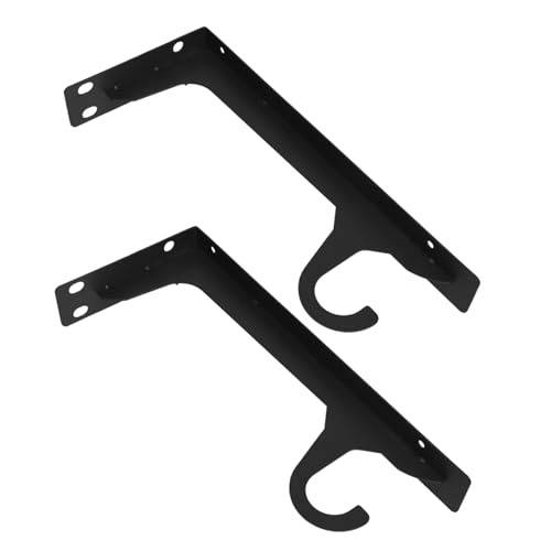 TOGEVAL 2 Stück Heavy Duty Wandmontierte Kleiderstangenhalterung Schwerlast Regalträger mit Haken für Schrank und Garderobe Metallhalterung zur Platzsparenden Aufbewahrung von TOGEVAL
