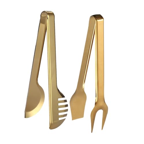 TOGEVAL 2 Stück Lebensmittelzange Teilig Vielseitige Grill und Küchenklammer Ergonomischer Griff Hitzebeständig für Brot Bbq Kuchen Tragbar für Outdoor und Haushalt von TOGEVAL